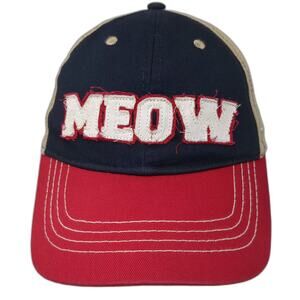 Infinity Headwear Baseball Cap Blue Red Beige OS Meow Embroidered Strapback Hat